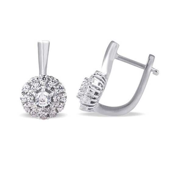 Glittering silver earrings with clear zircons AGUC2263