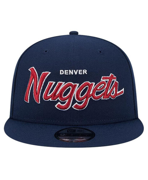 Men's Navy Denver Nuggets Evergreen Script Side Patch 9FIFTY Snapback Hat