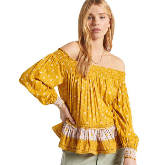 SUPERDRY Ameera Off Shoulder Long Sleeve Blouse