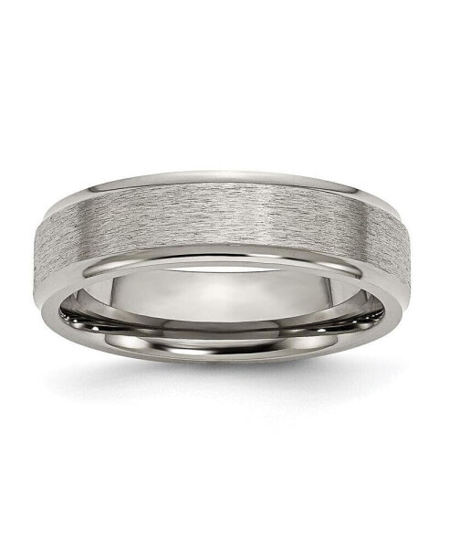 Titanium Brushed Center Ridged Edge Wedding Band Ring