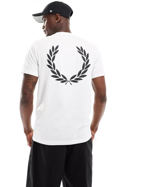 Fred Perry rear powder laurel t-shirt in white