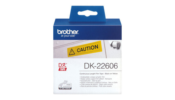 Brother Yellow Continuous Film Tape - Black on yellow - DK - Black - Yellow - Direct thermal - Brother - Brother QL1050 - QL1060N - QL500 - QL500A - QL550 - QL560 - QL560VP - QL570 - QL580N - QL650TD - QL700,...
