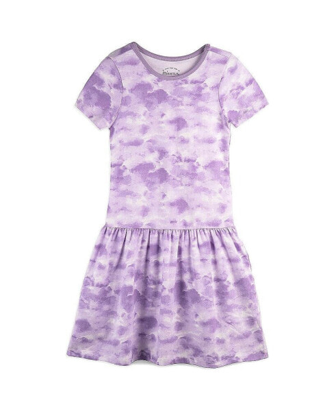 Платье для малышей Mightly длиной до колена из органического хлопка с коротким рукавом