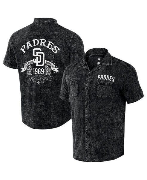 Рубашка мужская Fanatics коллекция Darius Rucker от Black Distressed San Diego Padres в дениме командного цвета с застежкой на пуговицы.