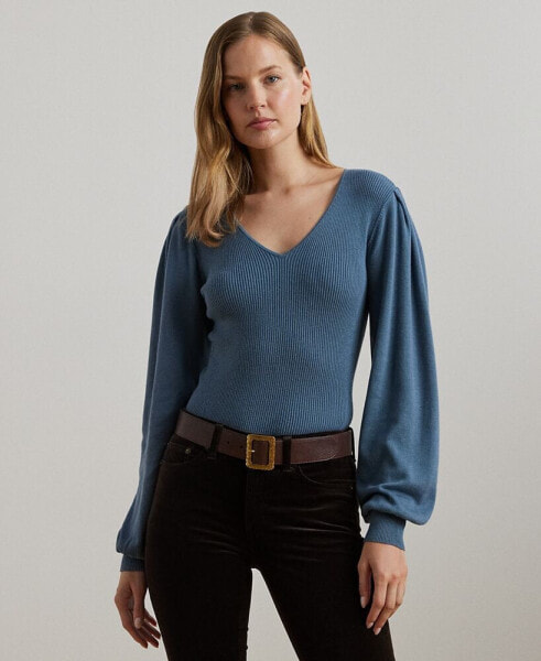 Petite Blouson-Sleeve Sweater