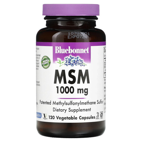 Витамины для мышц и суставов Bluebonnet Nutrition MSM, 1,000 мг, 120 капсул
