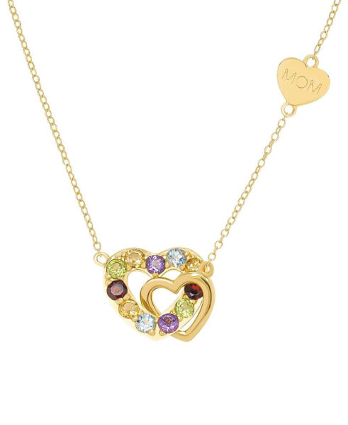 Macy's multi-Gemstone Interlocking Hearts Mom 18" Pendant Necklace (1-1/6 ct. t.w.) in 14k Gold-Plated Sterling Silver