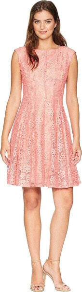 Gabby Skye Women's Sleeveless Lace Dress Sz. 8 (Coral/Nude) 149311