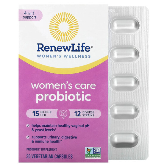 Renew Life, пробиотик для женского здоровья, 15 млрд КОЕ, 30 вегетарианских капсул