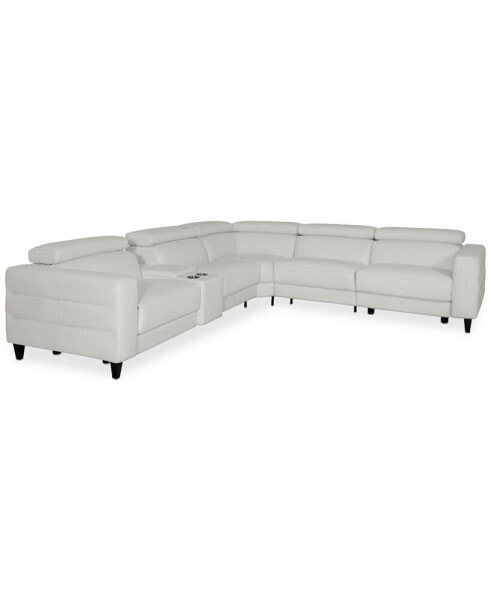Silvanah 6-Pc. "L" Leather Sectional with 2 Power Recliners with Console, Created for Macy's