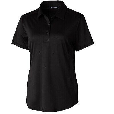 Cutter & Buck Prospect Textured Stretch Womens Short Sleeve Polo Shirt - Black