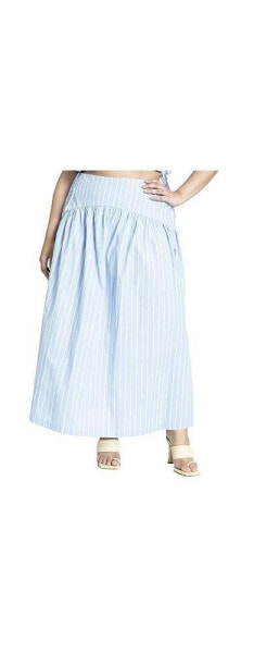 Plus Size Striped Poplin Skirt With Yoke