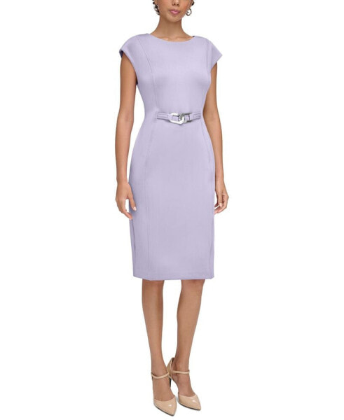 Petite Short-Sleeve Hardware Sheath Dress