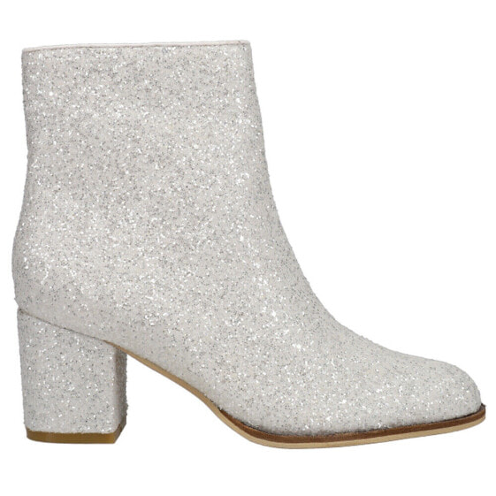 Corkys Razzle Dazzle Glitter Round Toe Zippered Booties Womens White Casual Boot