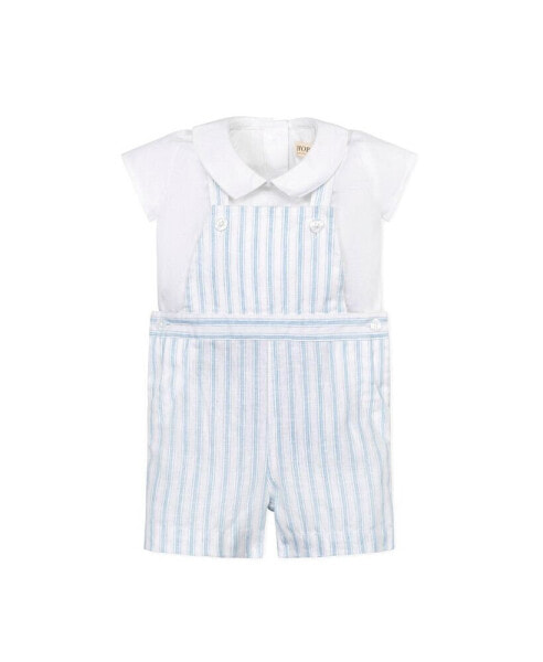 Baby Boys Layette Baby Linen Shortie Overall and Top 2-Piece Set