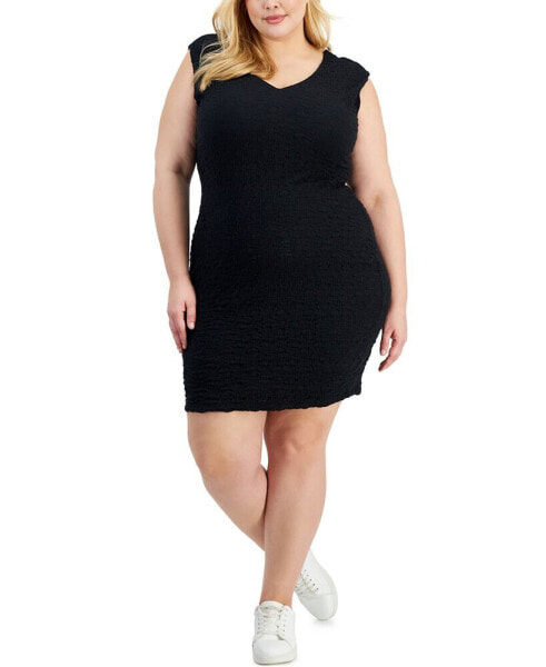 Trendy Plus Size Sleeveless Textured Dress, Created for Macy's