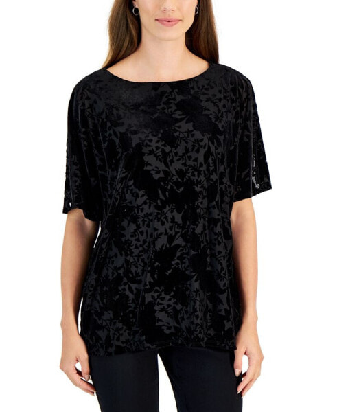 Women's Velvet Burnout Short-Sleeve Top, Created for Macy's