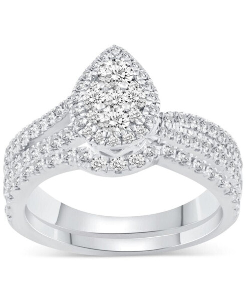 Кольцо Macy's Diamond Pear-Shaped Cluster Bridal Set