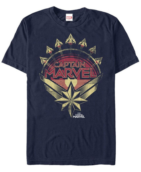 Marvel Men's Captain Marvel Vintage Planes And Emblem Short Sleeve T-Shirt