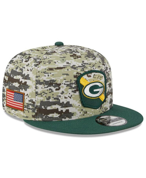 Бейсболка для мальчиков New Era Green Green Bay Packers 2023 Salute To Service 9FIFTY Camo