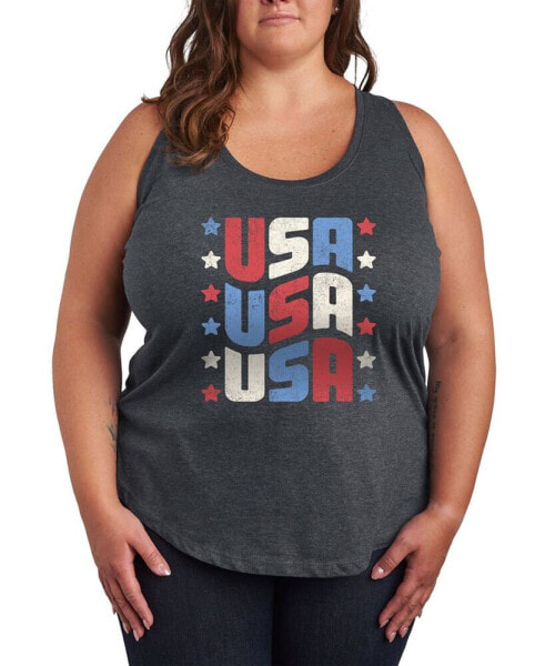 Air Waves Trendy Plus Size USA Graphic Tank