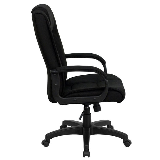 High Back Black Fabric Executive Swivel Chair With Arms