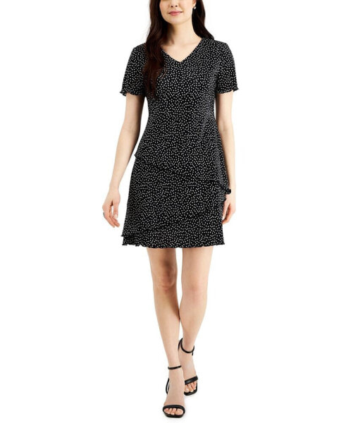 Petite Dot-Print Fit & Flare Dress