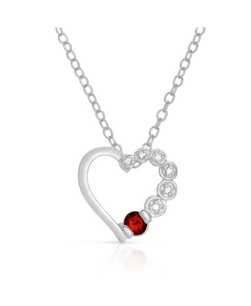 Sterling Silver Genuine Ruby Heart DNA Necklace