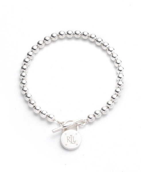 Polished Bead Toggle Bracelet in Sterling Silver