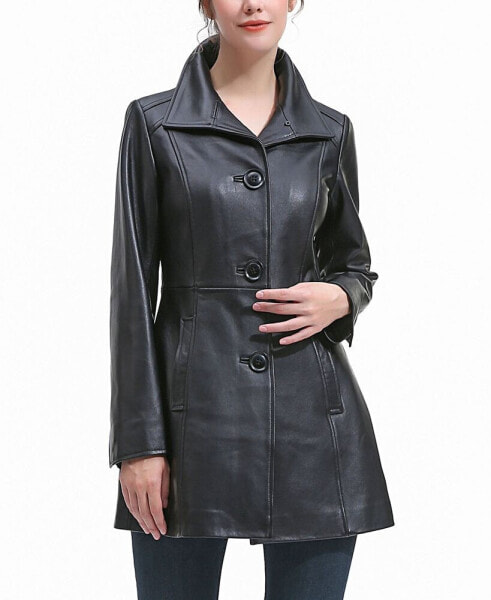 Plus Size Sarai Leather Coat