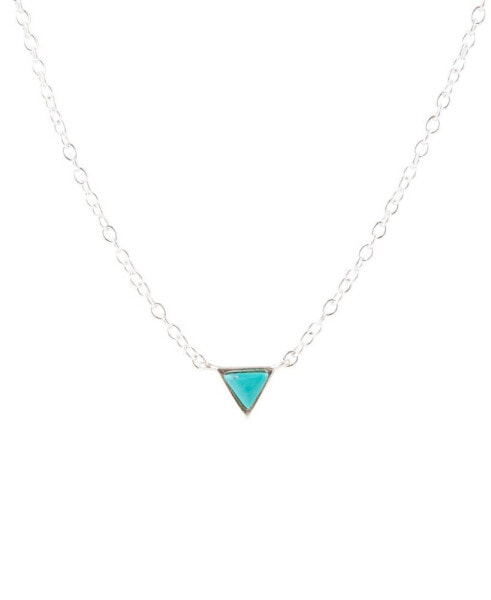 Barse dainty Genuine Turquoise Triangle Necklace