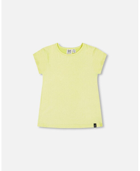 Girl Bright Shiny Rib T-Shirt Lime - Toddler|Child