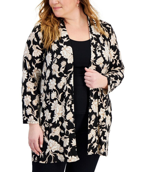 Plus Size Open-Front Cardigan, Created for Macy's