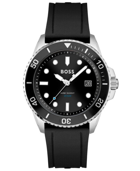 Men's Ace Black Silicone Strap Watch 43mm