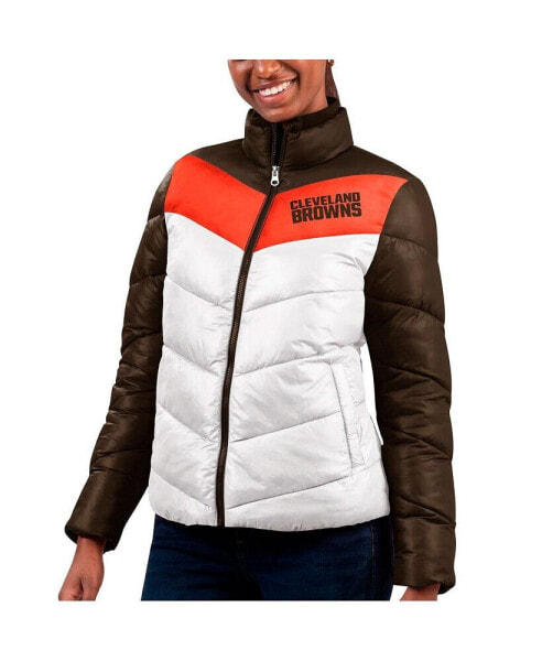 Women's White, Brown Cleveland Browns New Star Quilted Full-Zip Jacket