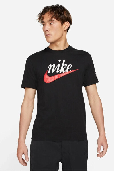 Sportswear Swoosh Logo T-shirt Unisex Baskılı Tişört Siyah Fs