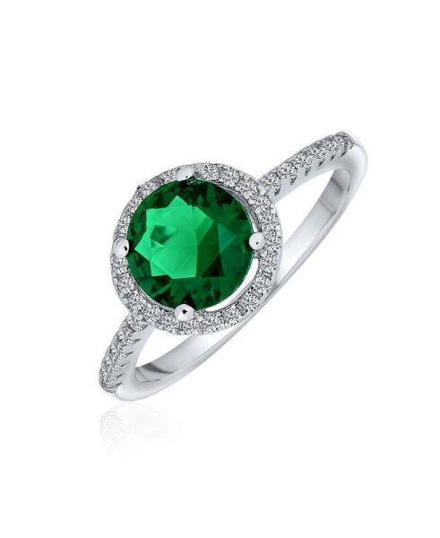 Кольцо Bling Jewelry CZ Pave Circle 3CT Green Emerald