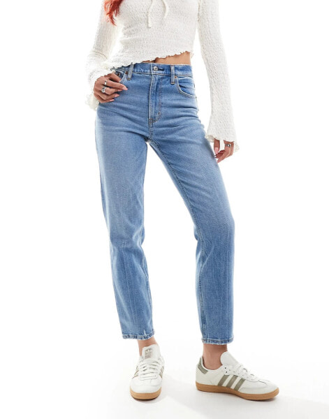 Abercrombie & Fitch mom fit jean in mid wash blue