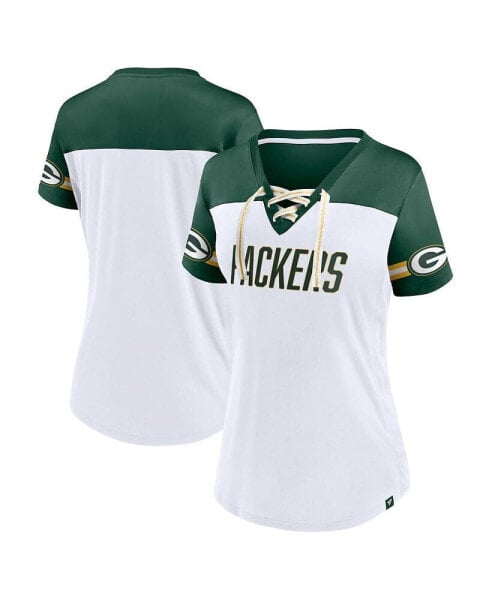 Футболка женская Fanatics Green Bay Packers В-образным вырезом и шнуровкой рубашка