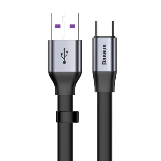 Simple płaski kabel przewód USB USB-C 5A 40W Quick Charge 3.0 QC 3.0 23cm szary