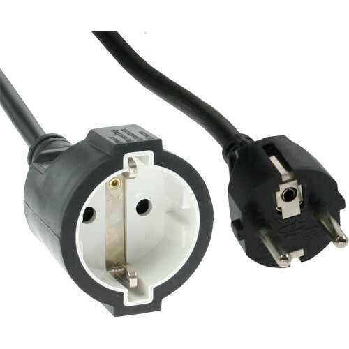 InLine Power extension cable - black - 5m - with child safety
