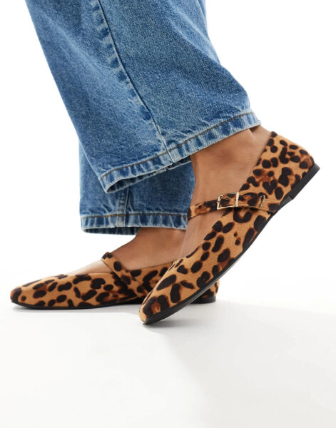 ASOS DESIGN Lottie Mary Jane Ballet in Leopard