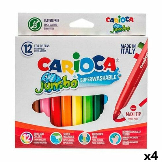 Ручки фломастерные Carioca Jumbo 12 штук разноцветные 4 штуки