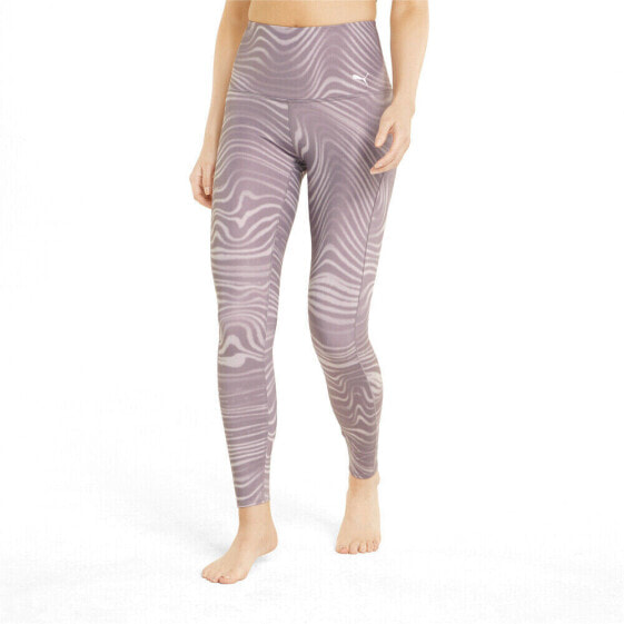 Puma Studio Aop High Waisted Training Leggings Womens Purple Athletic Casual 521