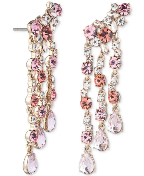 Gold-Tone Rose Crystal Drama Crawler Earrings