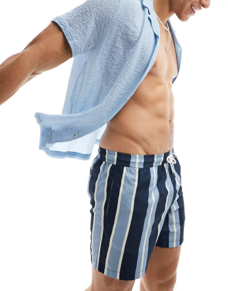 New Look stripe swim short in blue