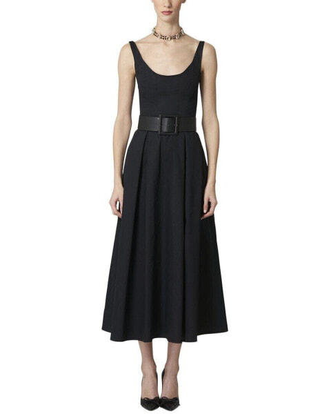 Carolina Herrera Thin Strap Scoop Neck Midi Dress Women's Black 10