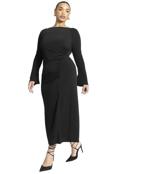 Plus Size Relaxed Knit Maxi Dress - 14, Black Onyx