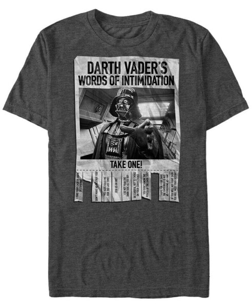 Men's Star Wars Darth Vader's Words of Intimidation Poster Short Sleeve T-shirt