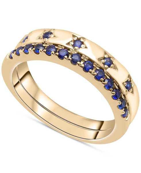 2-Pc. Set Lab-Grown Sapphire Stack Rings (5/8 ct. t.w.) in 14k Gold-Plated Sterling Silver